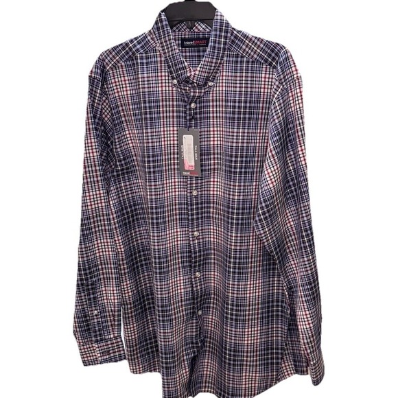 Roundtree & Yorke Other - ROUNDTREE & YORKE Men Plaid travelSMART LT LG-Tall Shirt Red Blue  NWT $69